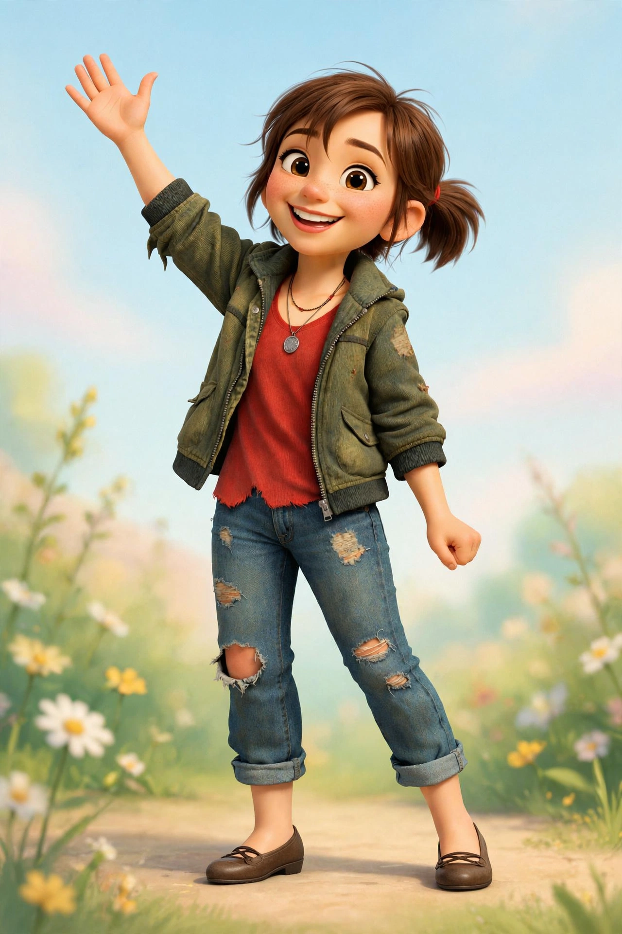 Sally waving hello