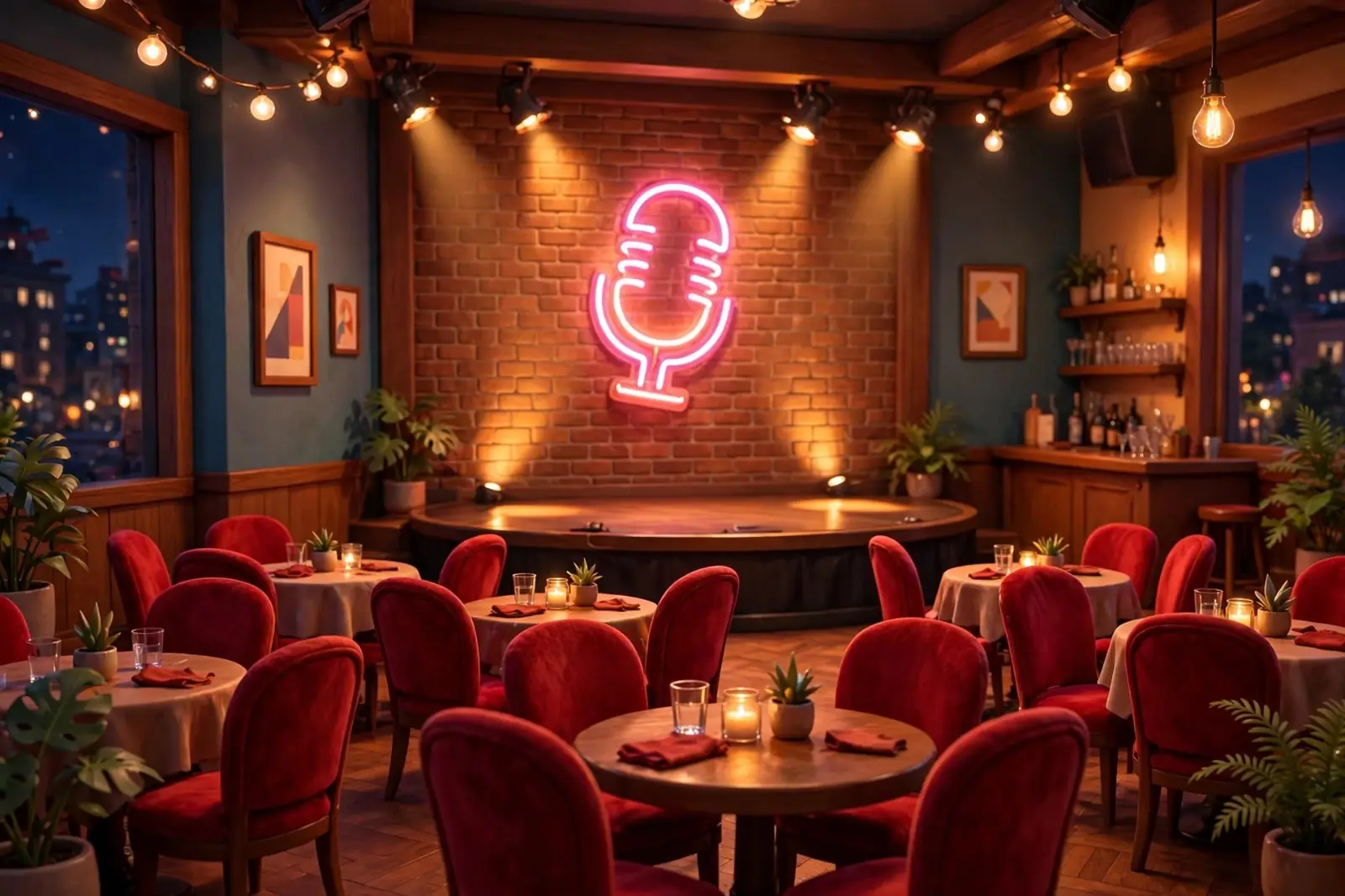 The comedy club stage