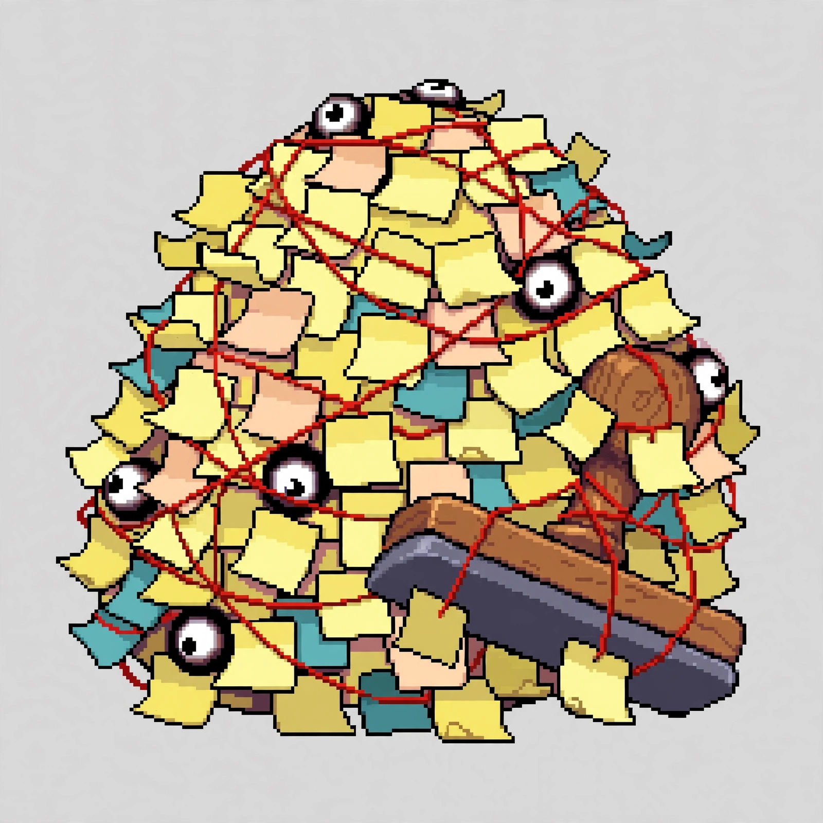 Scope Creep, a 16-bit blob boss made of sticky notes