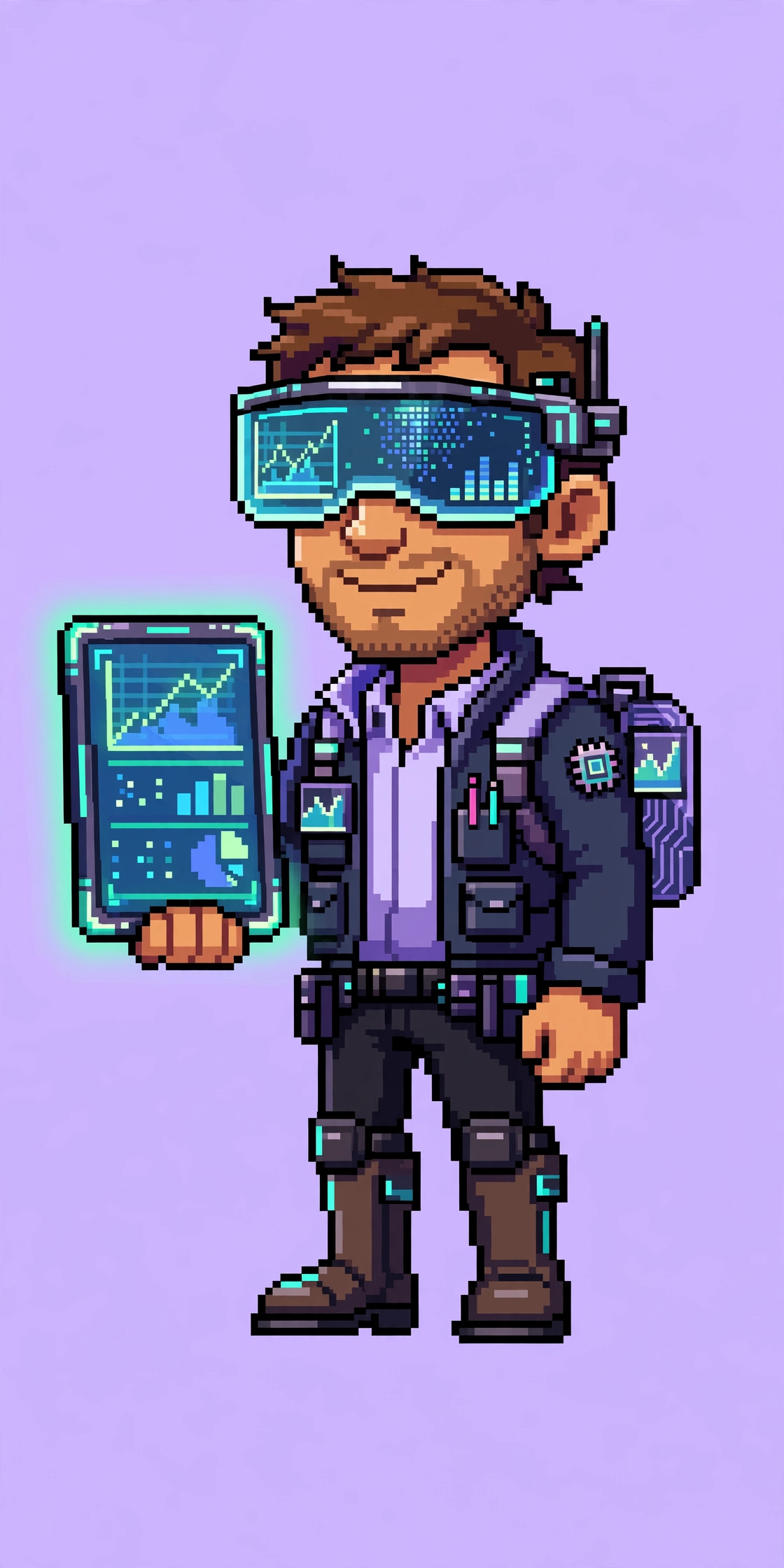 Dinesh as a 16-bit data scientist character