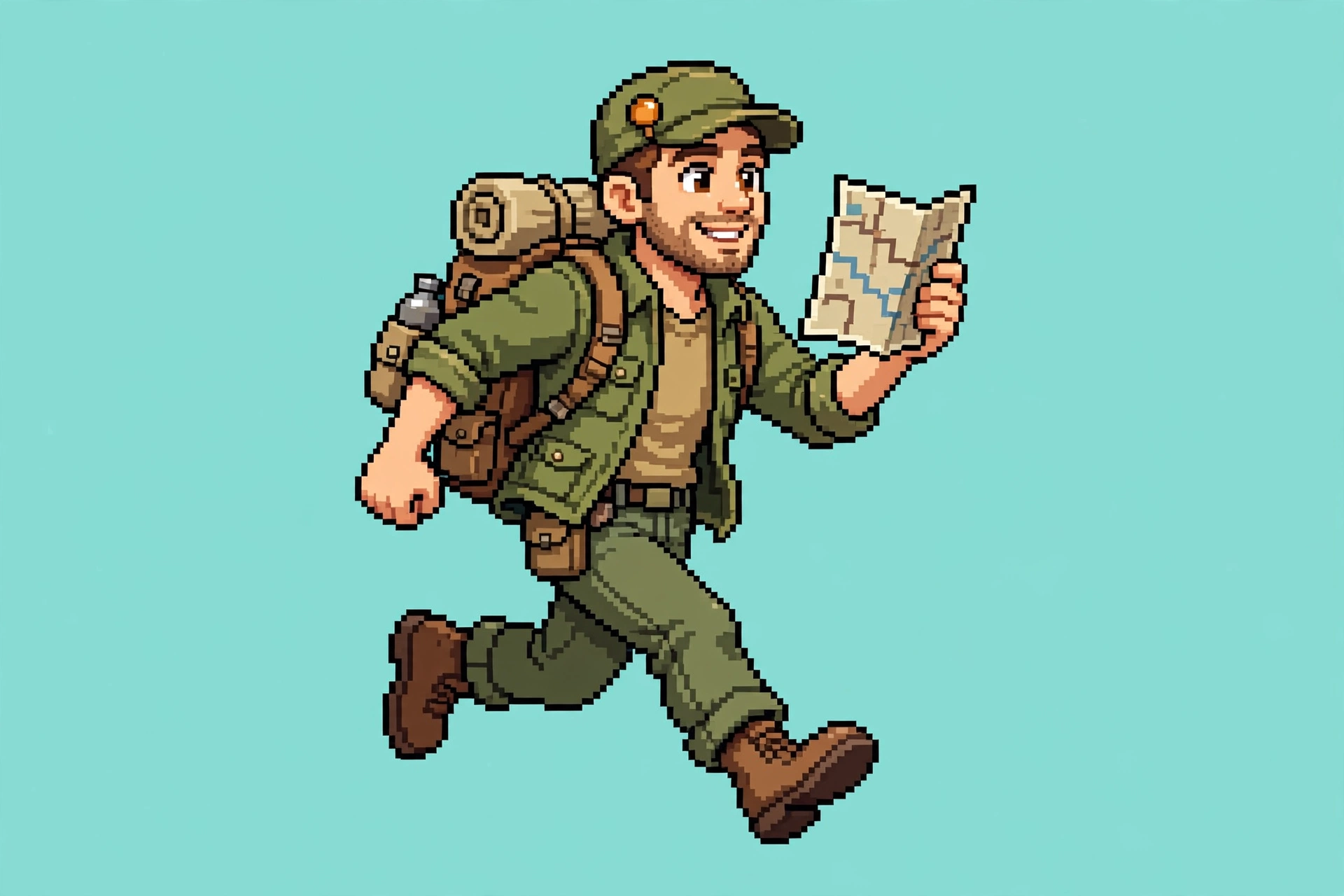 Hank as a 16-bit explorer character