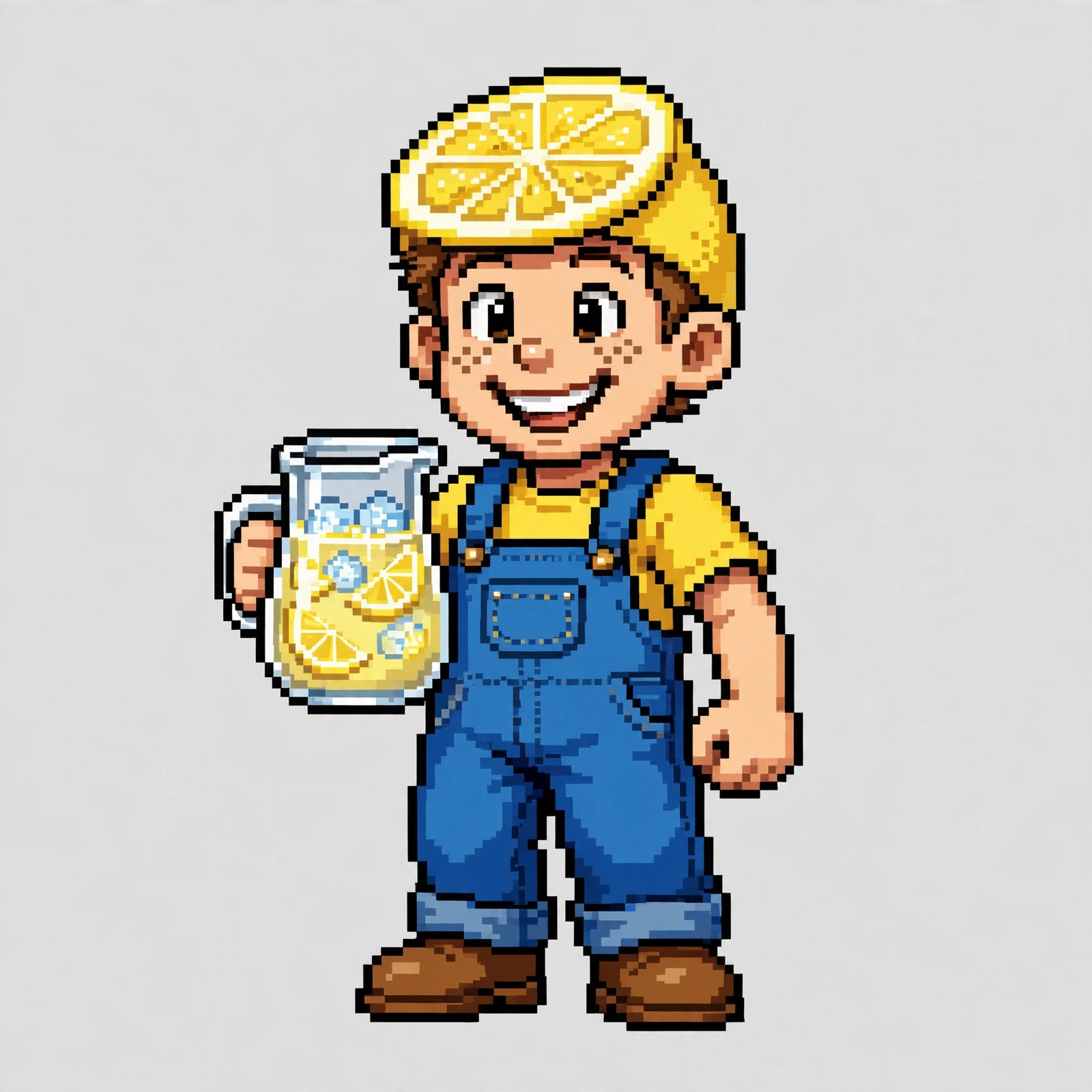 Leo as a 16-bit lemonade kid character