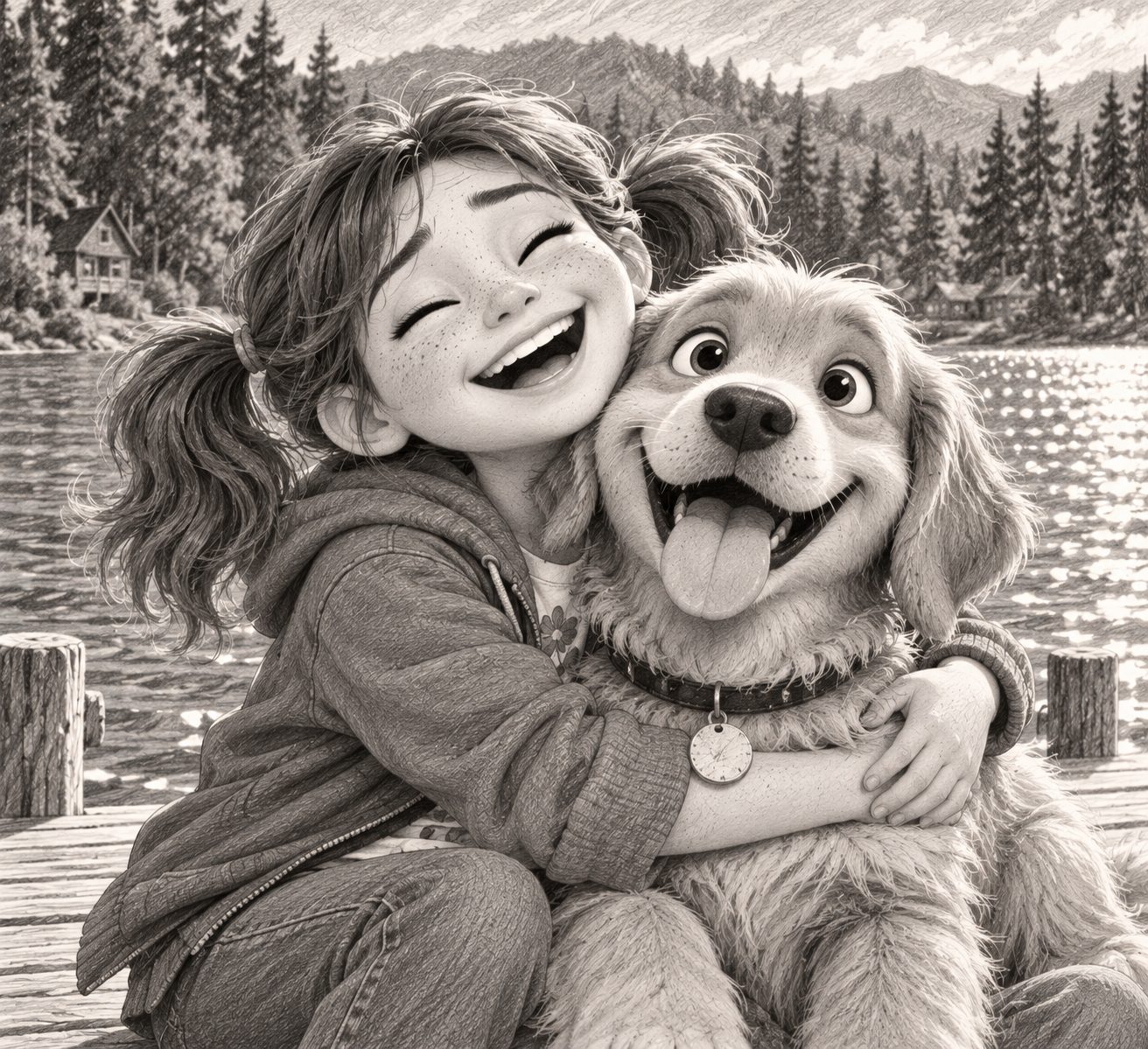 Marty and Biscuit at the lake
