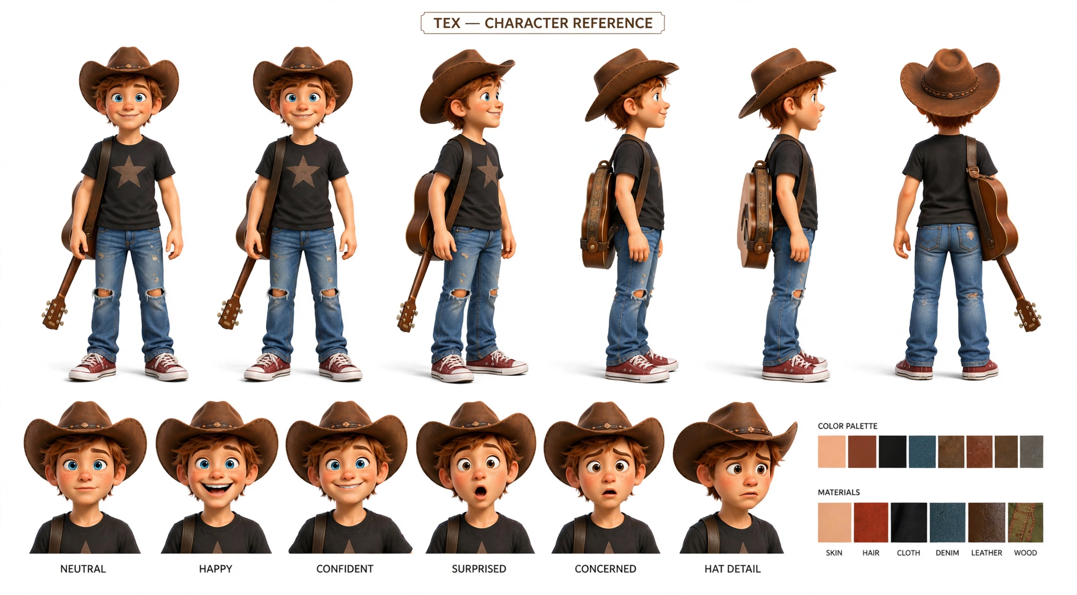 Tex character reference sheet